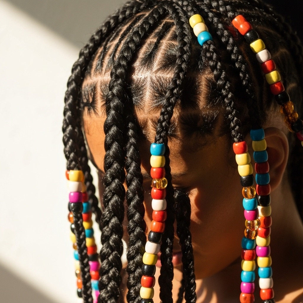 Colorful beaded braids